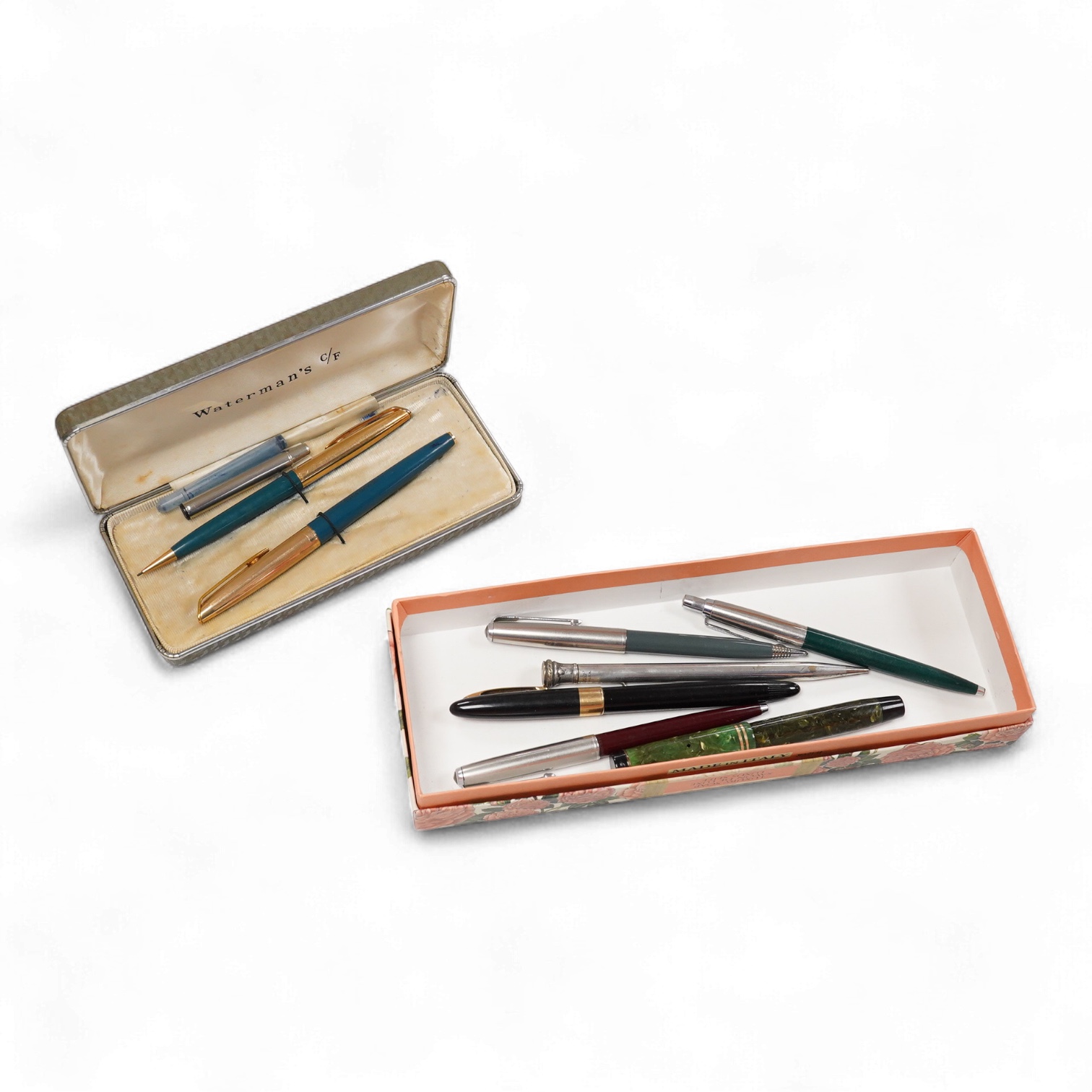 A group of pens, etc. including a Waterman cased set